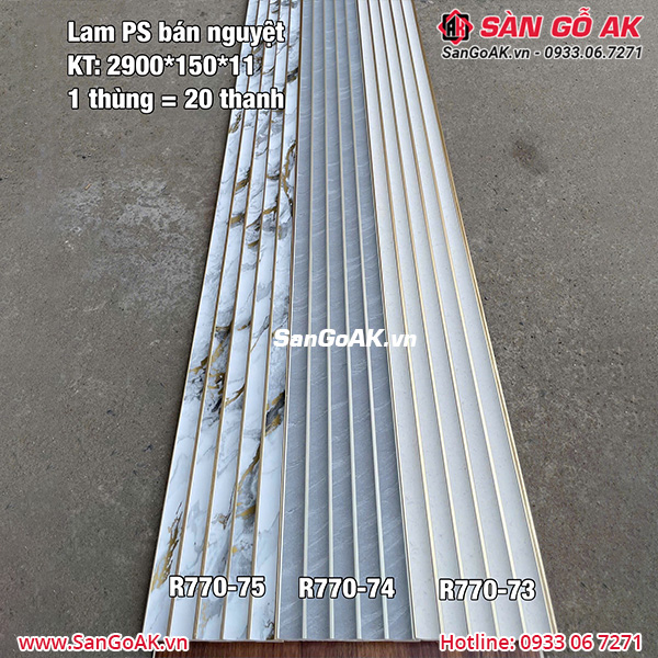 Tấm ốp lam sóng PS bán nguyệt R770-74 vân đá xám
